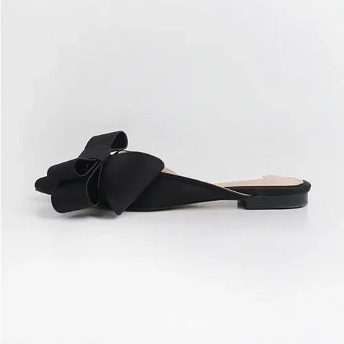 Satin Pointed Bow Slippers