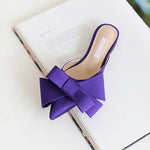 Satin Pointed Bow Slippers