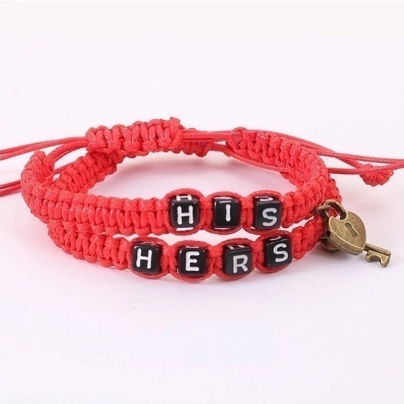 His & Hers Handmade Bracelets With Key Lock