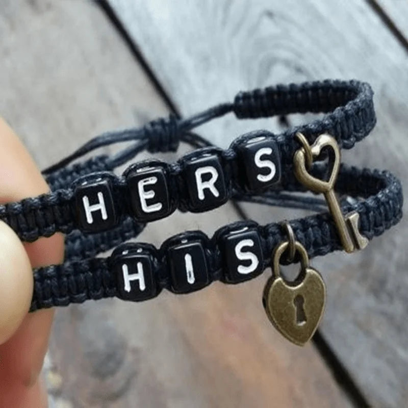 His & Hers Handmade Bracelets With Key Lock