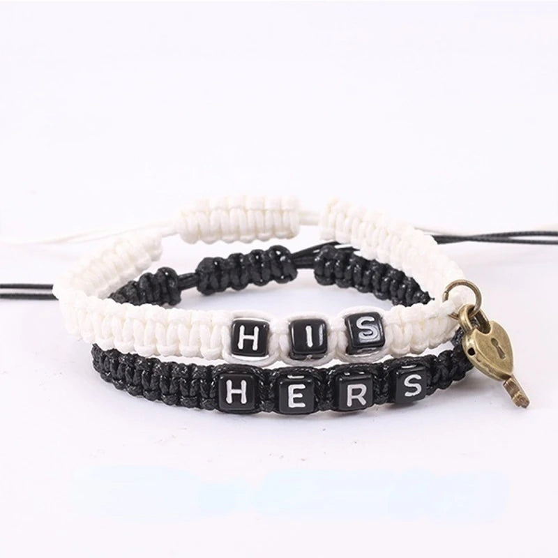 His & Hers Handmade Bracelets With Key Lock