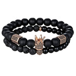His and Hers 8MM Black Matte Beaded Bracelets
