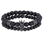 His and Hers 8MM Black Matte Beaded Bracelets