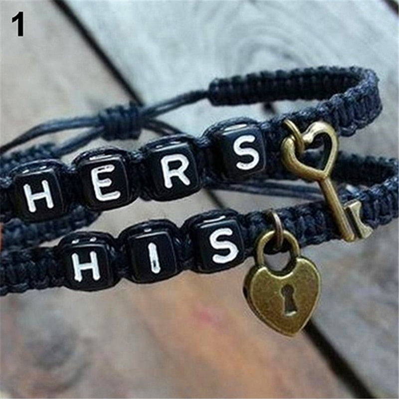 His & Hers Handmade Bracelets With Key Lock