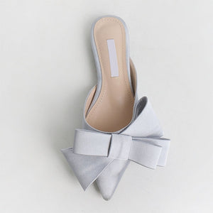 Satin Pointed Bow Slippers